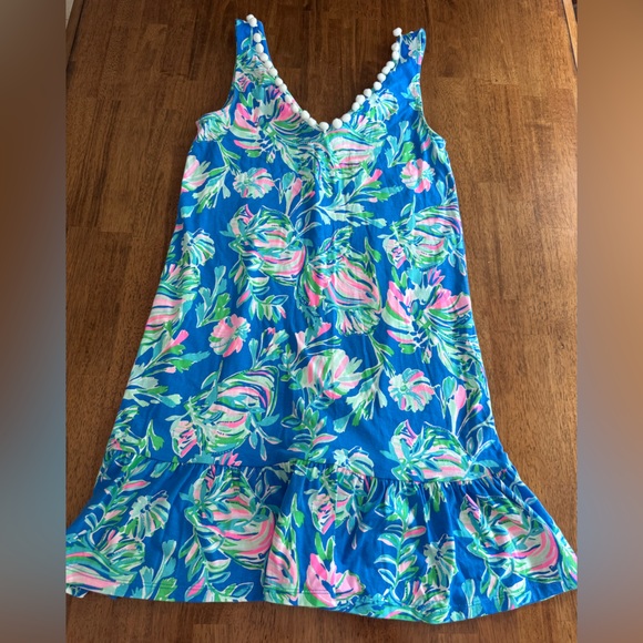 Lilly Pulitzer Camilla Dress SZ S Blue Flare Fancy Fins - Picture 7 of 16